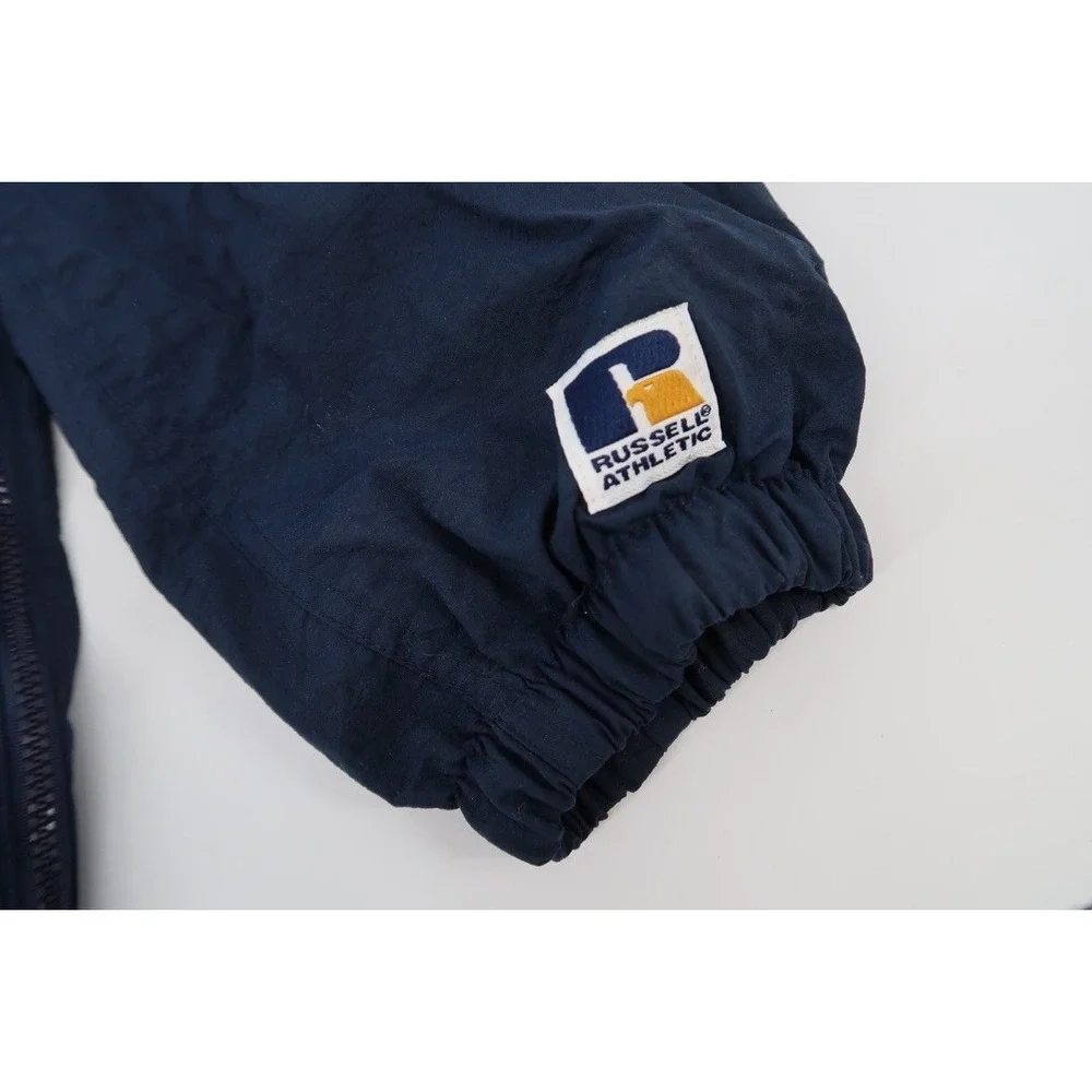 Vintage 90s Georgia Tech‎ Mens Large 1/2 Zip Jacket Hood Russell Athletic Navy